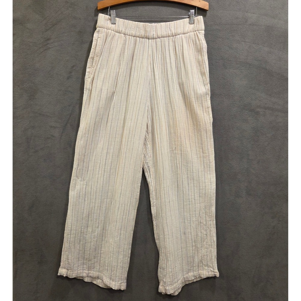 Wonderly Boho Striped 100% Cotton Gauze Wide Leg Pants Womens 1X‎ Beachy Casual